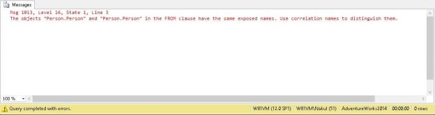 Msg 1013 indicating duplicate exposed names when the same object is referenced again in the query without an alias.