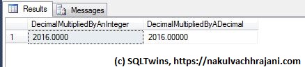 Because the test input value was declared as a decimal with precision and scale, no rounding took place and we got the expected result, i.e. 2016.