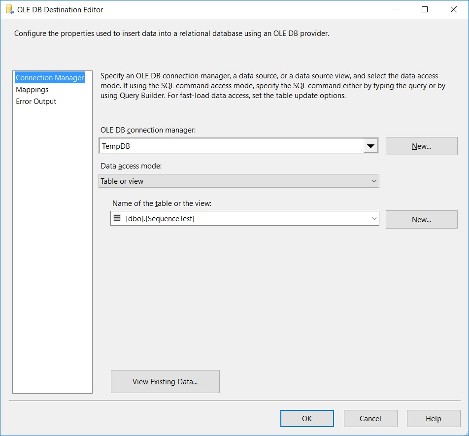 #0397 – SQL Server – SSIS – OLE DB Destination – SEQUENCE can be used ...