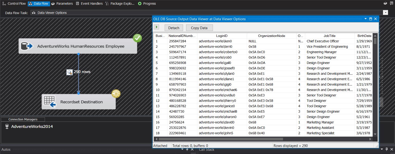 Data Viewer showing data flowing through the data path